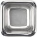 An American Metalcraft stainless steel square sauce cup with a silver rim.