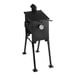 A black Backyard Pro outdoor deep fryer with a metal stand and a white dial.