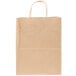 A close-up of a brown Duro paper bag with handles.