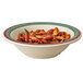 A GET Diamond Portofino melamine bowl with a green rim filled with almonds and nuts.