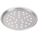 An American Metalcraft aluminum round pizza pan with holes.
