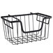A black Tablecraft metal wire basket with two handles.