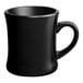 An Acopa black stoneware mug with a handle.