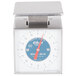 An Edlund stainless steel portion scale with a blue and silver dial.