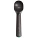 A black plastic Zeroll ice cream scoop with a green handle.