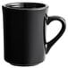 An Acopa black stoneware coffee mug with a handle.