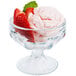 A Libbey sherbet glass filled with ice cream, strawberries, and mint.