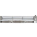The lighted stainless steel APW Wyott Calrod food warmer with three bulbs.