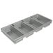 A silver Chicago Metallic bread loaf pan with four compartments.