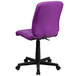 A purple office chair with black wheels and a black base.