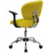 A Flash Furniture yellow mesh office chair with armrests and a chrome base.