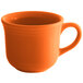 An orange Tuxton Concentrix coffee cup.