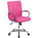 A pink Flash Furniture office chair with chrome arms and base.