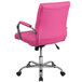 A pink Flash Furniture office chair with chrome legs and wheels.