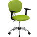 A green Flash Furniture office chair with black armrests and a chrome base.
