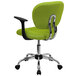 A Flash Furniture apple green office chair with chrome legs and armrests.