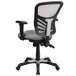 A Flash Furniture grey and black mesh office chair with a black base.