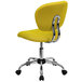 A yellow Flash Furniture mid-back office chair with chrome legs and wheels.