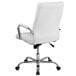 A white Flash Furniture high-back office chair with chrome base and arms.