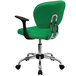 A Flash Furniture bright green office chair with black armrests and chrome base.