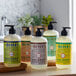 A group of Mrs. Meyer's Clean Day Basil scented hand soap bottles with black pumps.