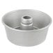 A silver aluminized steel Chicago Metallic angel food cake pan with a round base.