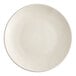 An Acopa ivory stoneware plate with a plain rim on a white background.