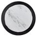 An American Metalcraft white marble serving platter with black and white lines.
