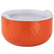 An orange and white Bon Chef triple wall bowl.