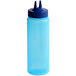 A blue plastic Vollrath Twin Tip squeeze bottle with a blue lid.
