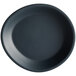 A black Carlisle melamine plate with a small rim.