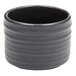 An American Metalcraft round gray porcelain sauce cup with ribbed sides.