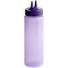 A purple plastic Vollrath Twin Tip wide mouth squeeze bottle with a purple lid.