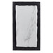 A white rectangular American Metalcraft marble serving platter with a black border.