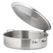 A Bon Chef stainless steel brazier pot with a hinged lid.