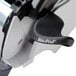 A close-up of a black and silver San Jamar Element roll towel dispenser.