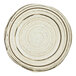 A white Elite Global Solutions melamine plate with a black spiral pattern.
