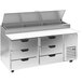 A Beverage-Air stainless steel counter with 6 drawers.