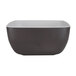 A close-up of an Elite Global Solutions rectangular melamine bowl with a chocolate and white speckled interior.