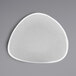 A gray speckled triangle melamine plate with a white background.