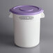 A white Baker's Mark ingredient storage container with a purple lid.