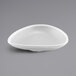 A white triangle melamine bowl with gray speckles.