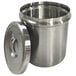 A silver stainless steel Paragon bain marie pot with a lid.
