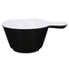 An Elite Global Solutions black and white melamine handled bowl.