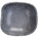 A rectangular coal melamine bowl with a gray stone look and black rim.