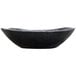 A black Elite Global Solutions rectangular melamine bowl with a black rim.