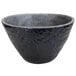 An Elite Global Solutions Basalt melamine serving bowl with a black rim.