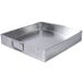A rectangular stainless steel food pan tray with handles.