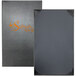 A black rectangular Tamarac menu cover with orange customizable text.