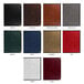 A collection of H. Risch, Inc. Seville menu covers in different leather colors with white borders.